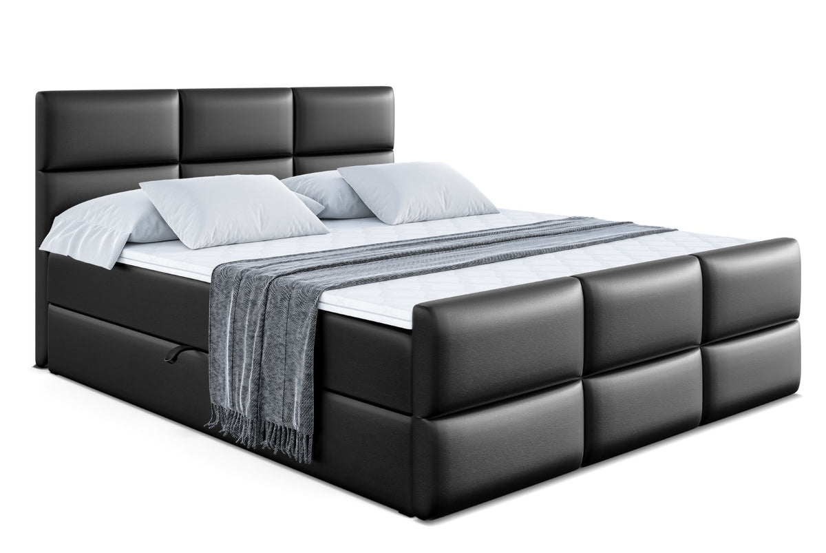 Łóżko boxspring OHIO-Z ekoskóra, Czarny - Soft 11 / 120x200 cm / H3