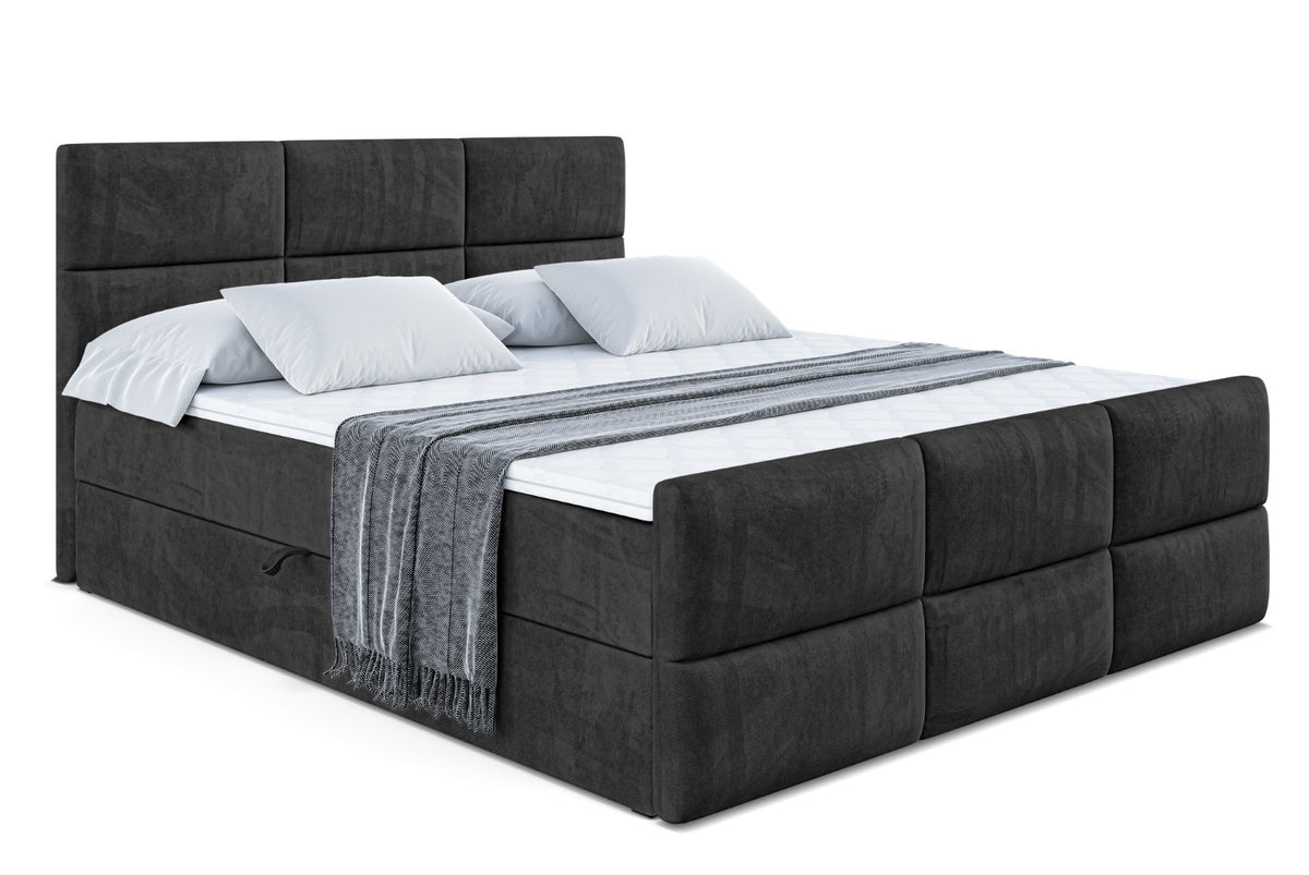 Łóżko boxspring OHIO-Z welur, Czarny - Casablanca 2316 / 120x200 cm / H3