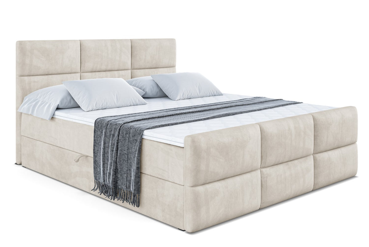 Łóżko boxspring OHIO-Z welur, Beżowy - Casablanca 2301 / 120x200 cm / H3