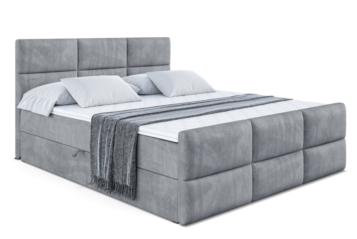 Łóżko boxspring OHIO-Z welur, Szary - Casablanca 2314 / 120x200 cm / H4