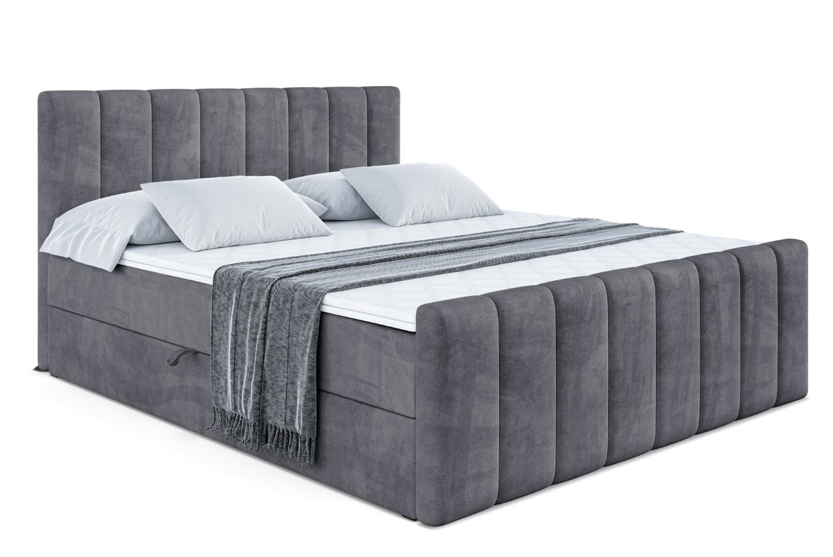 Łóżko boxspring OTTA-Z welur, Ciemnoszary - Casablanca 2315 / 120x200 cm / H4