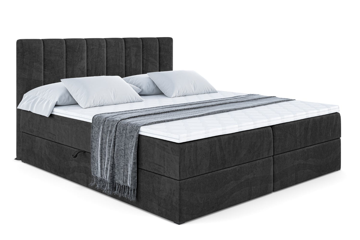 Łóżko boxspring OTTA welur, Czarny - Casablanca 2316 / 120x200 cm / H3
