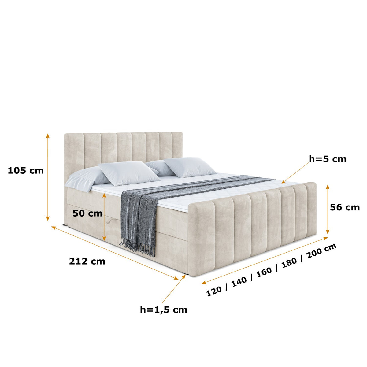 Łóżko boxspring OTTA-Z welur