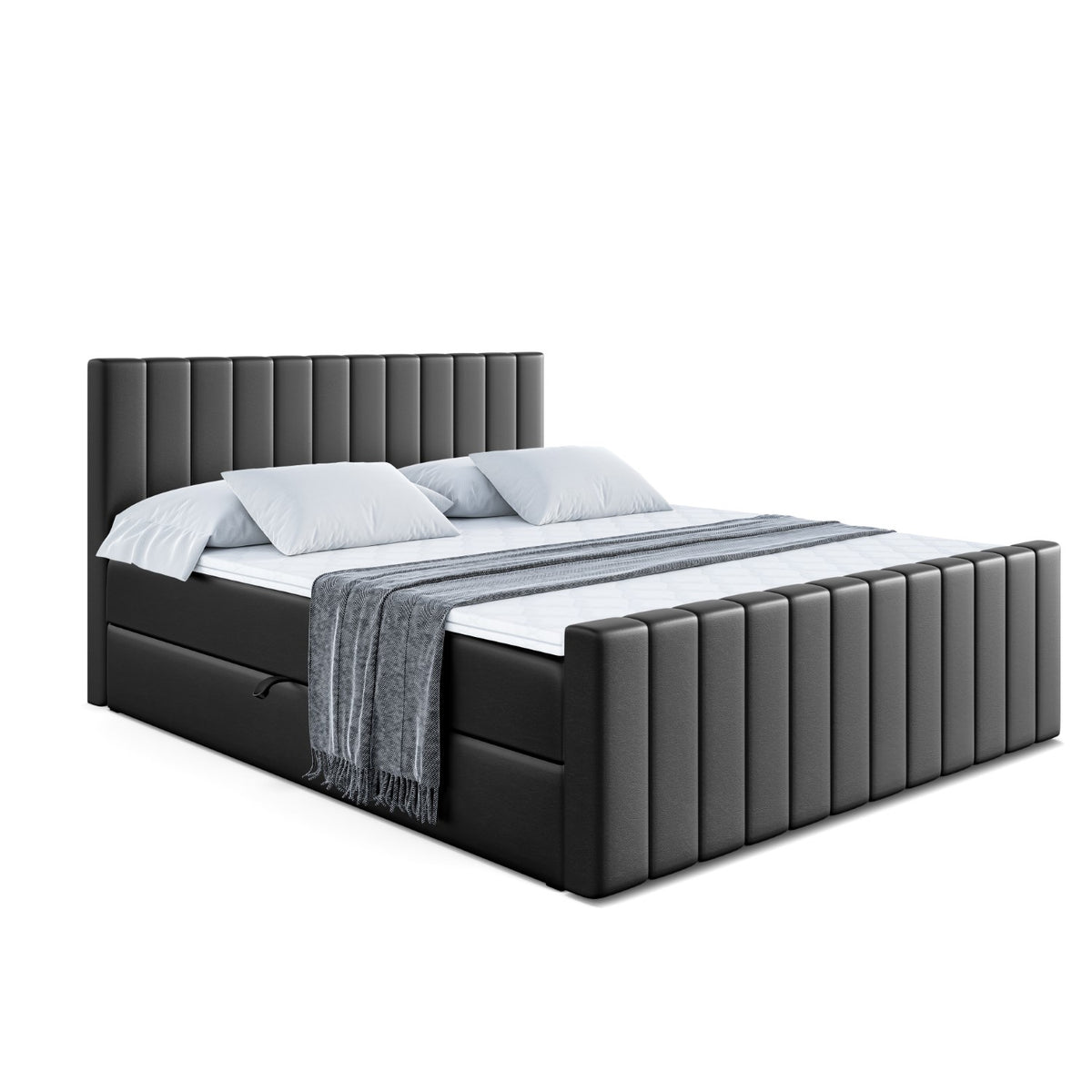 Łóżko boxspring EDITA-Z ekoskóra, Czarny - Soft 11 / 120x200 cm / H4