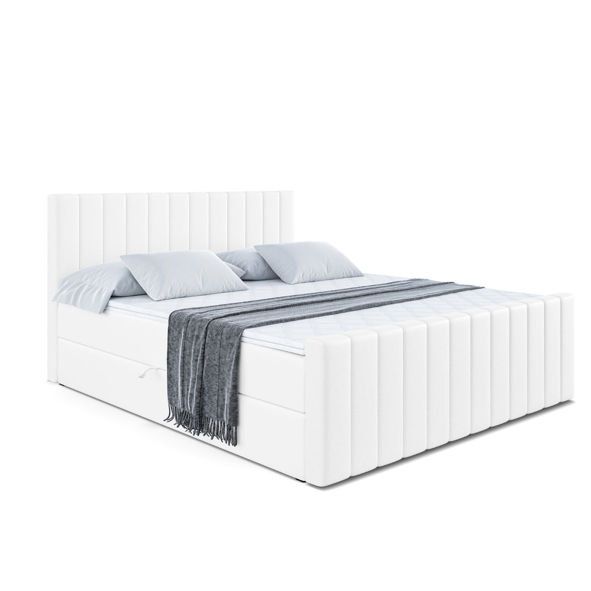 Łóżko boxspring EDITA-Z ekoskóra, Biały - Soft 17 / 120x200 cm / H4