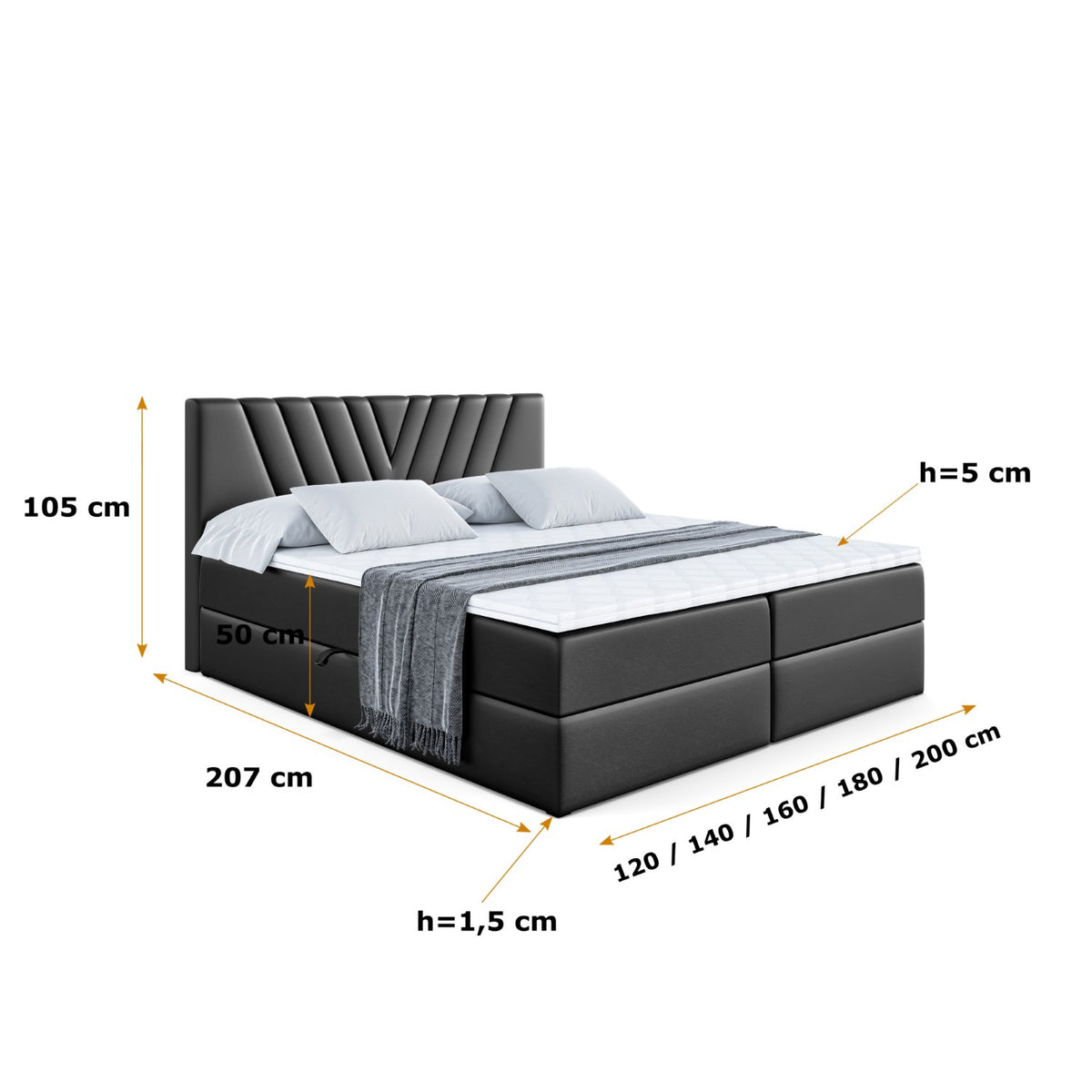 Łóżko boxspring ERNINA ekoskóra