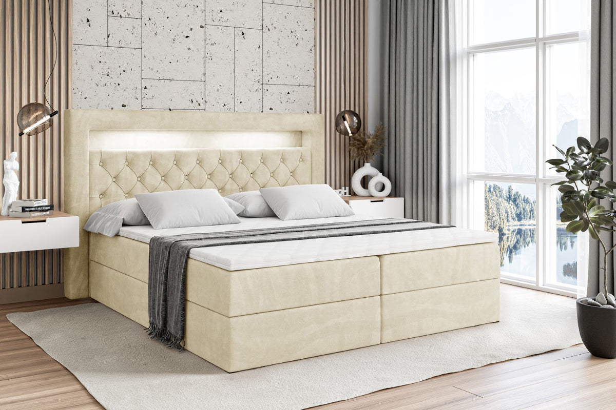 Łóżko boxspring NOEL GOLD welur