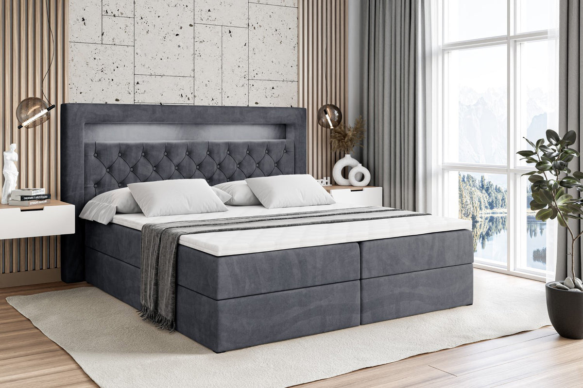 Łóżko boxspring NOEL GOLD welur
