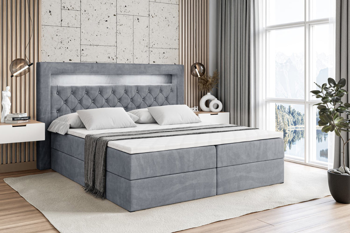 Łóżko boxspring NOEL GOLD welur