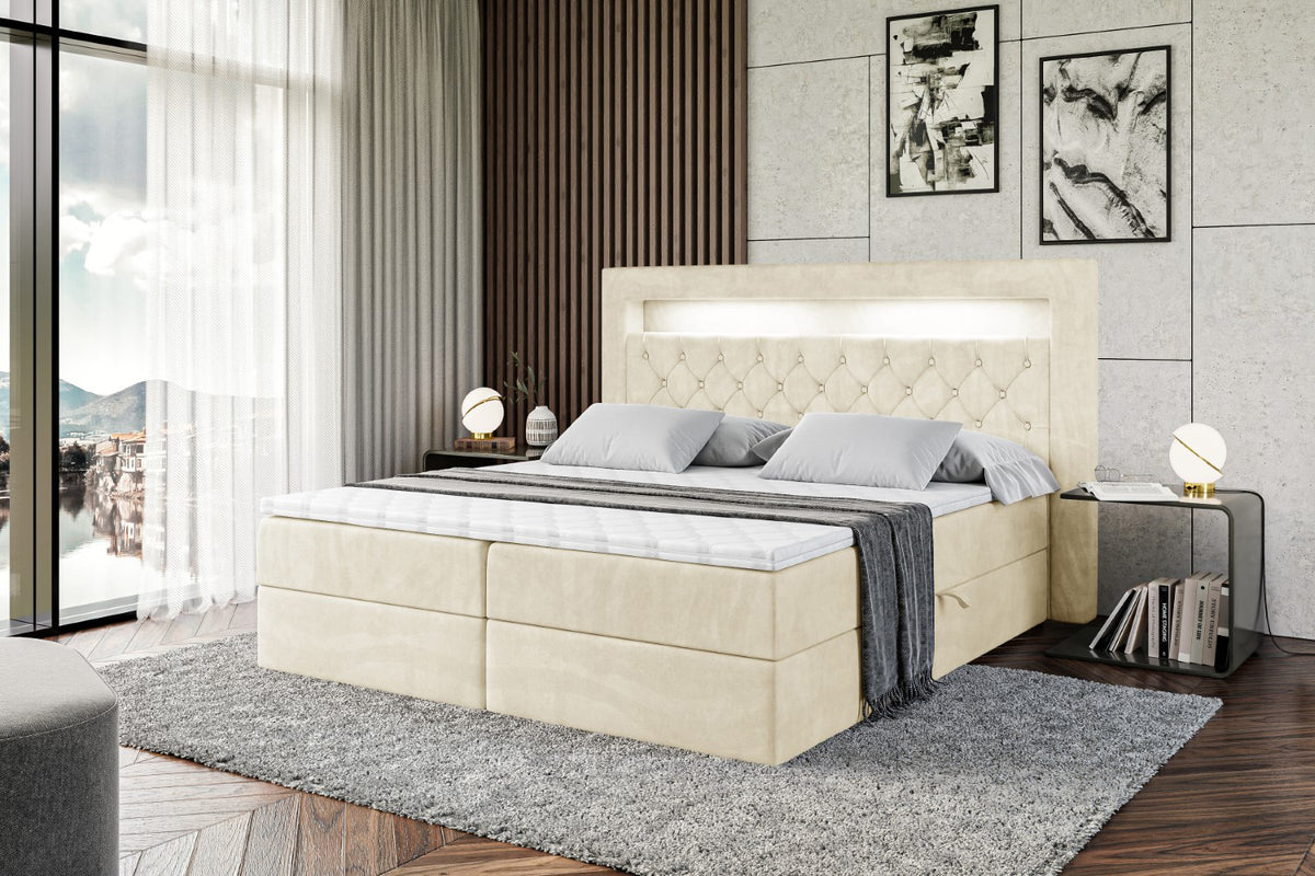Łóżko boxspring NOEL GOLD welur
