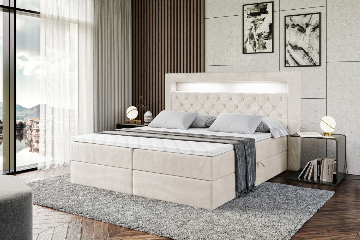 Łóżko boxspring NOEL GOLD welur