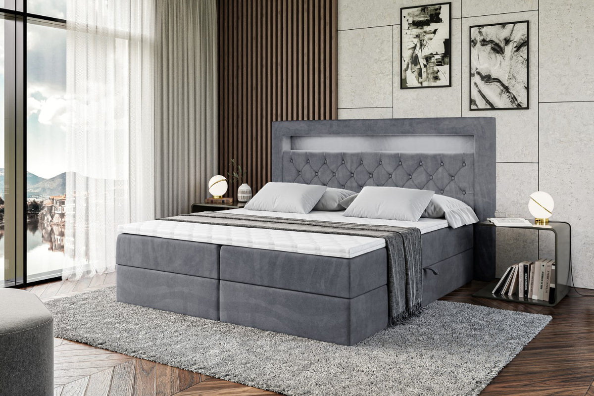 Łóżko boxspring NOEL GOLD welur