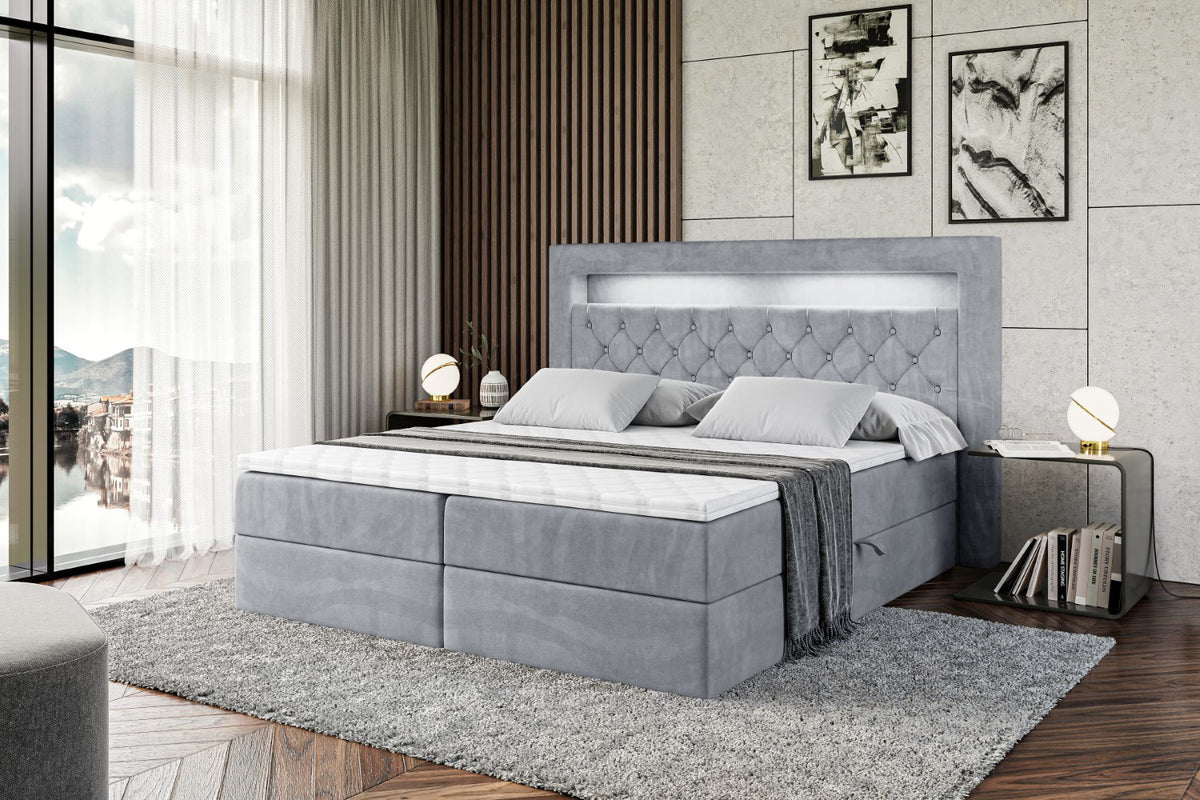 Łóżko boxspring NOEL GOLD welur