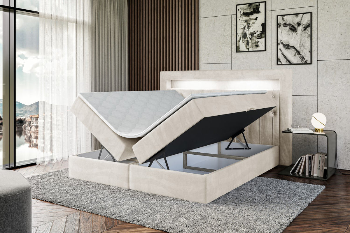 Łóżko boxspring NOEL GOLD welur