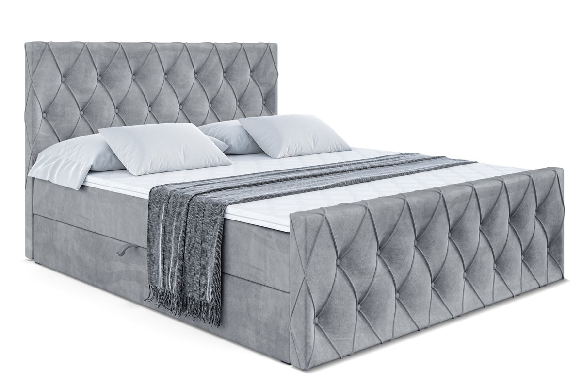 Łóżko boxspring AMAY welur, Szary - Casablanca 2314 / 120x200 cm / H3