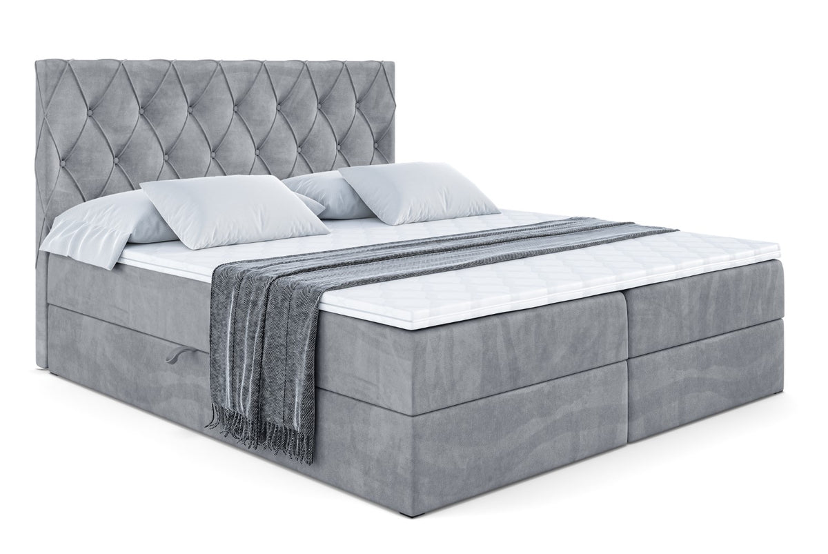 Boxbett AMAY-BZ Samt, Grau - Casablanca 2314 / 120x200 cm / H4