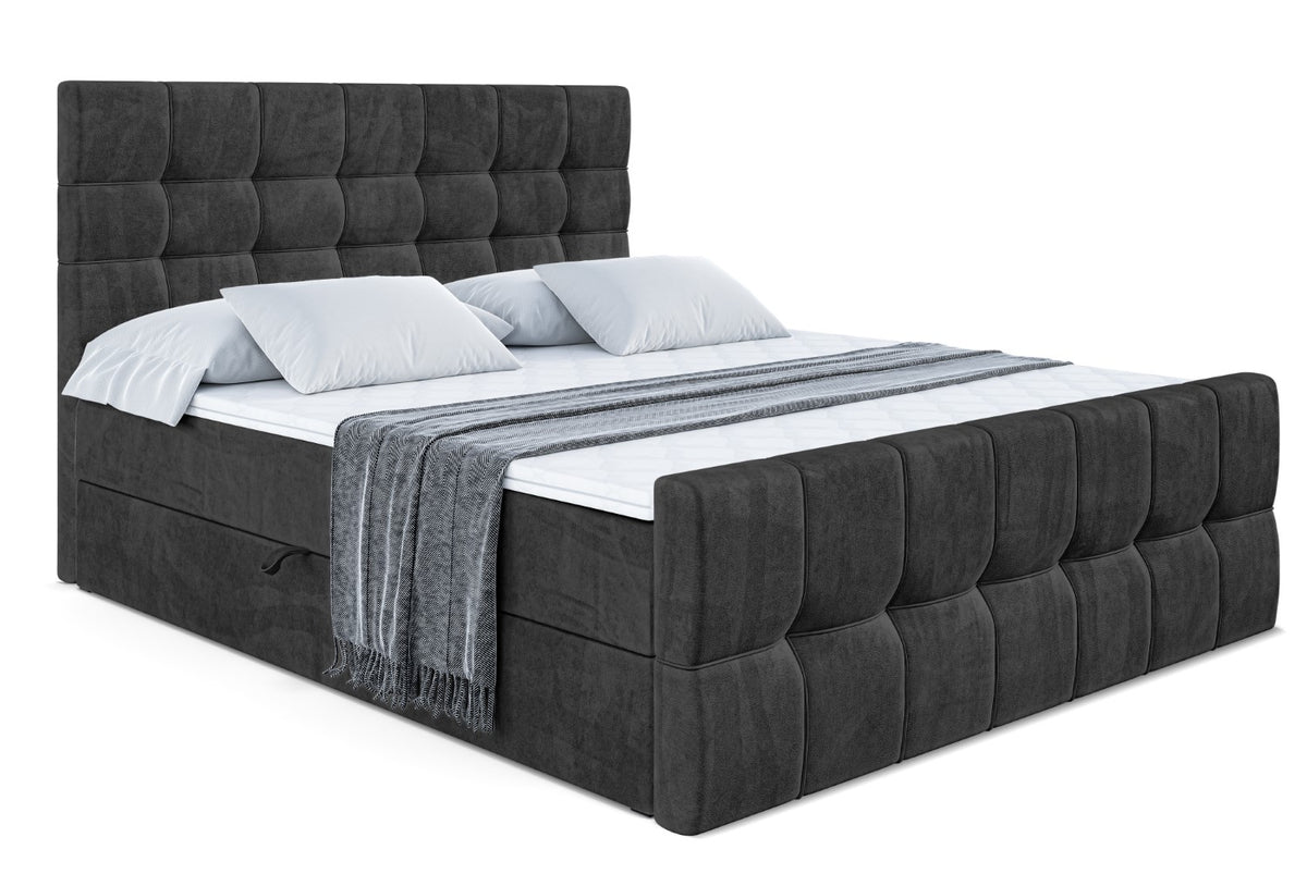 Łóżko boxspring BERO-Z welur, Czarny - Casablanca 2316 / 120x200 cm / H3