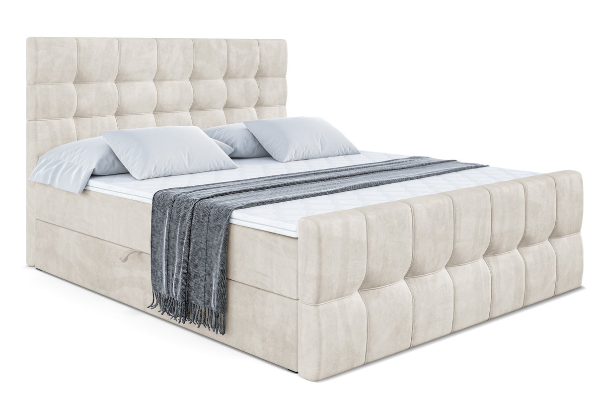 Łóżko boxspring BERO-Z welur, Beżowy - Casablanca 2301 / 120x200 cm / H3