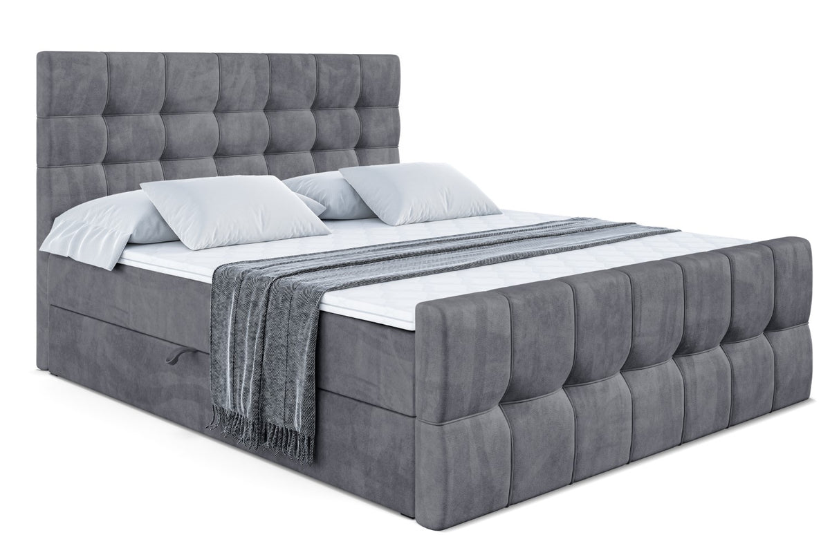 Łóżko boxspring BERO-Z welur, Ciemnoszary - Casablanca 2315 / 120x200 cm / H3