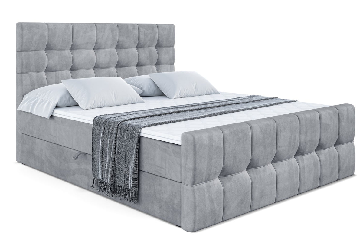 Łóżko boxspring BERO-Z welur, Szary - Casablanca 2314 / 120x200 cm / H4