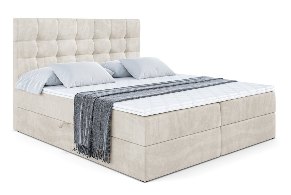 Łóżko boxspring BERO welur, Beżowy - Casablanca 2301 / 120x200 cm / H3