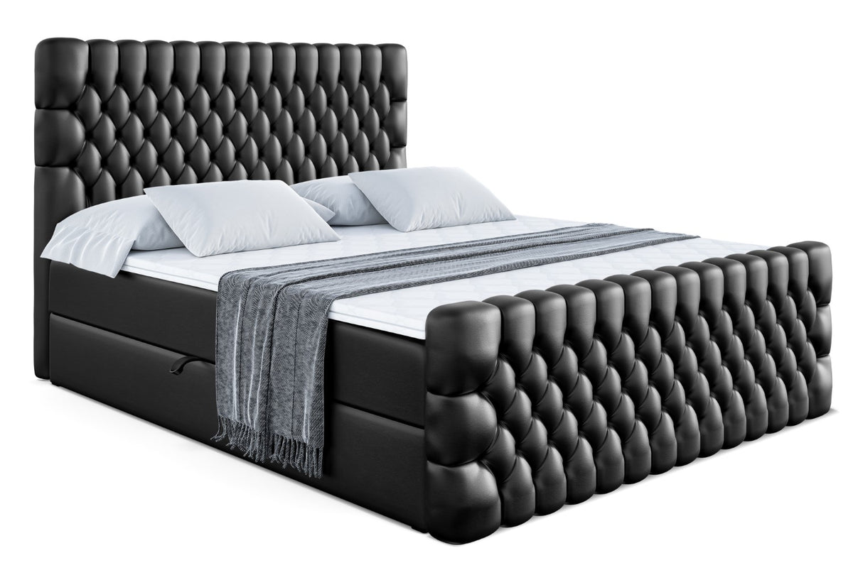 Łóżko boxspring SERENE-Z ekoskóra, Czarny - Soft 11 / 120x200 cm / H4