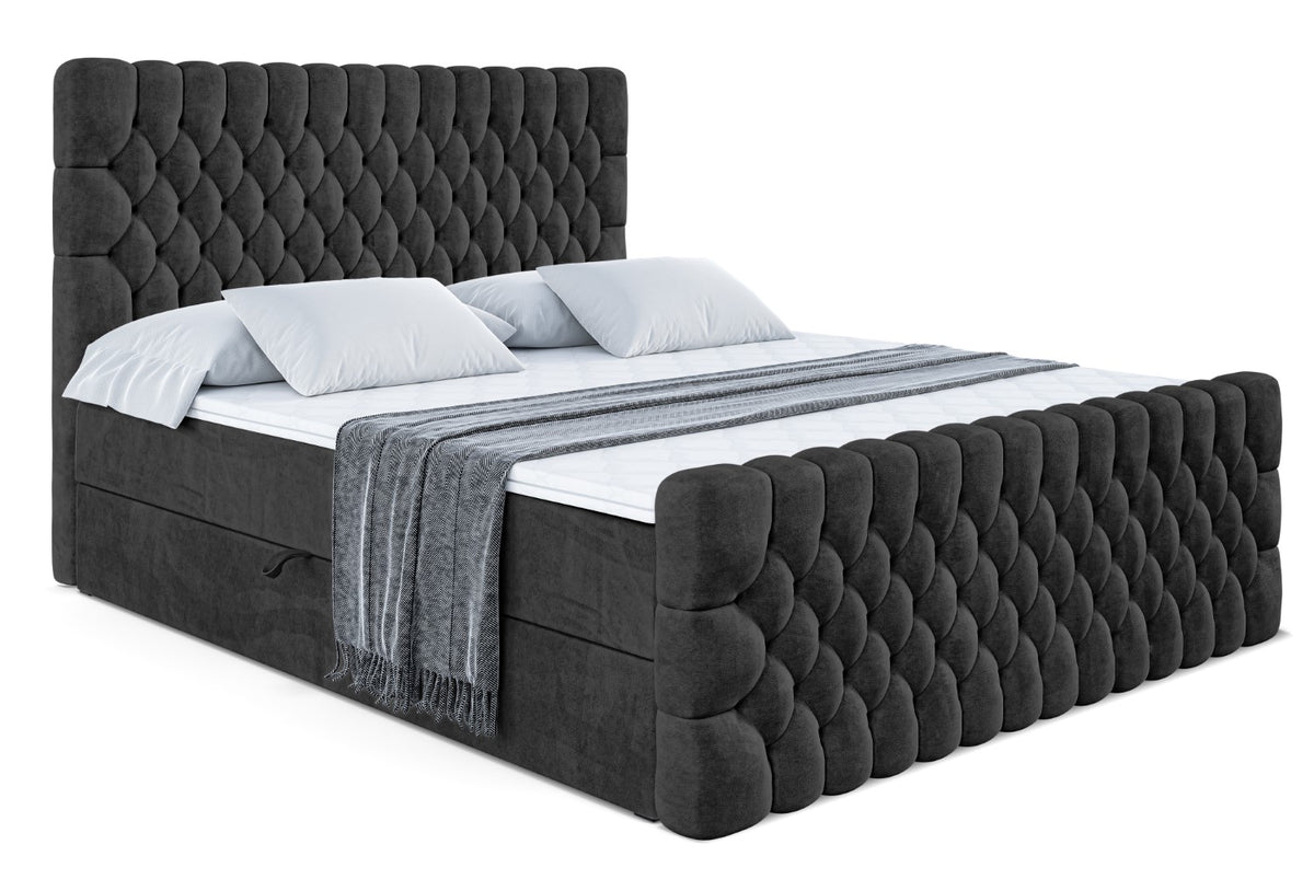 Łóżko boxspring SERENE-Z welur, Czarny - Casablanca 2316 / 120x200 cm / H3