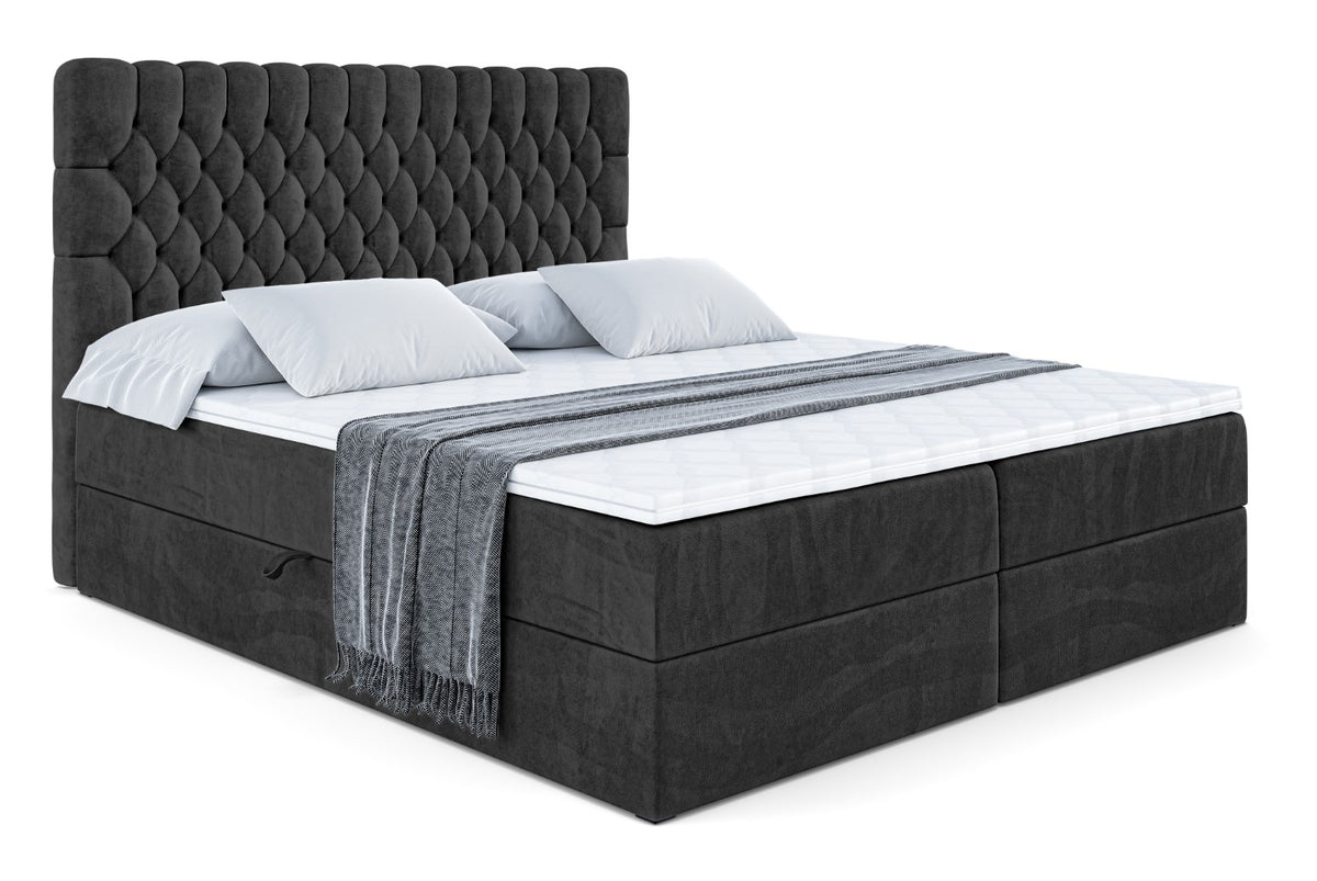 Łóżko boxspring SERENE welur, Czarny - Casablanca 2316 / 120x200 cm / H3