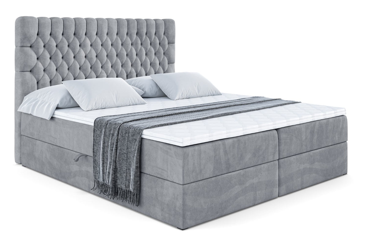 Łóżko boxspring SERENE welur, Szary - Casablanca 2314 / 120x200 cm / H4