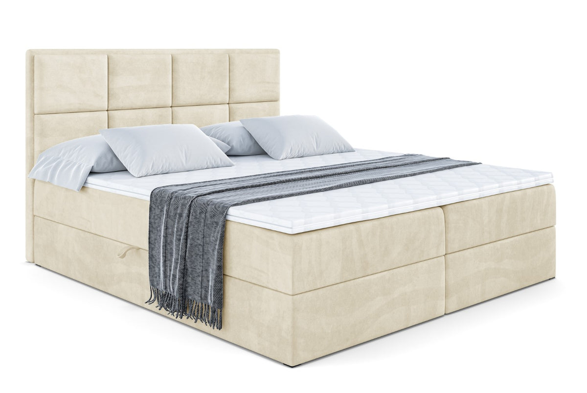 Łóżko boxspring NOVA welur, Beżowy - Monolith 04 / 120x200 cm / H4