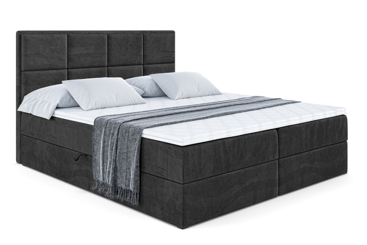 Łóżko boxspring NOVA welur, Czarny - Casablanca 2316 / 120x200 cm / H3