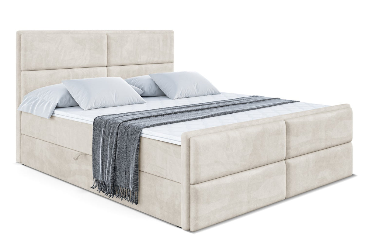 Łóżko boxspring AURA-Z welur, Beżowy - Casablanca 2301 / 120x200 cm / H3
