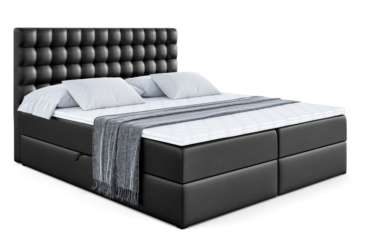 Łóżko boxspring VIONE ekoskóra, Czarny - Soft 11 / 120x200 cm / H3