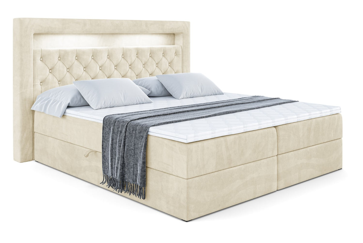 Łóżko boxspring NOEL GOLD welur, Beżowy - Monolith 04 / 120x200 cm / H3