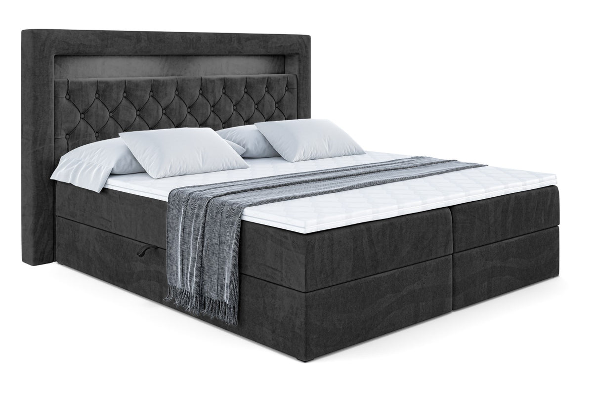 Łóżko boxspring NOEL GOLD welur, Czarny - Casablanca 2316 / 120x200 cm / H4