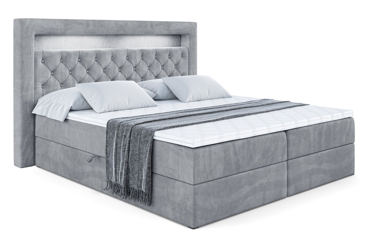 Łóżko boxspring NOEL GOLD welur, Szary - Casablanca 2314 / 120x200 cm / H3