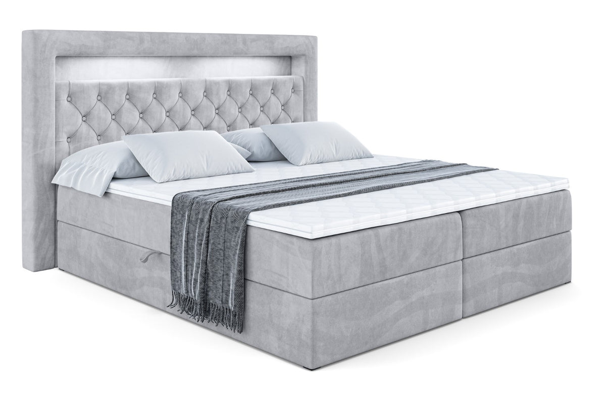 Łóżko boxspring NOEL GOLD welur, Szary - Monolith 84 / 120x200 cm / H3