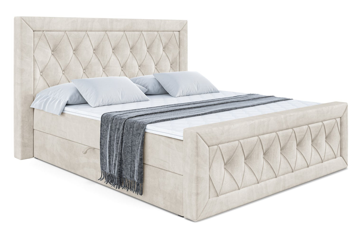 Łóżko boxspring NOEL-Z welur, Beżowy - Casablanca 2301 / 120x200 cm / H4