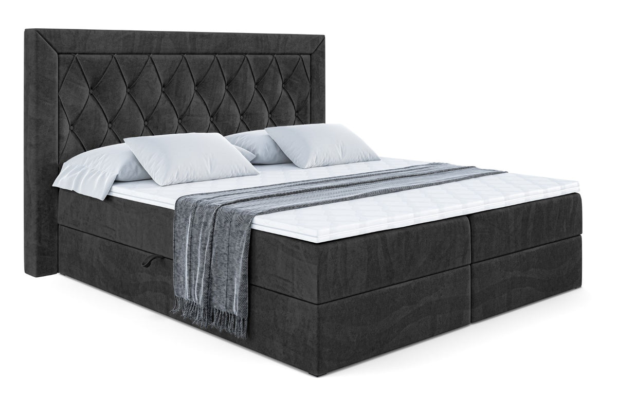 Łóżko boxspring NOEL welur, Czarny - Casablanca 2316 / 120x200 cm / H3