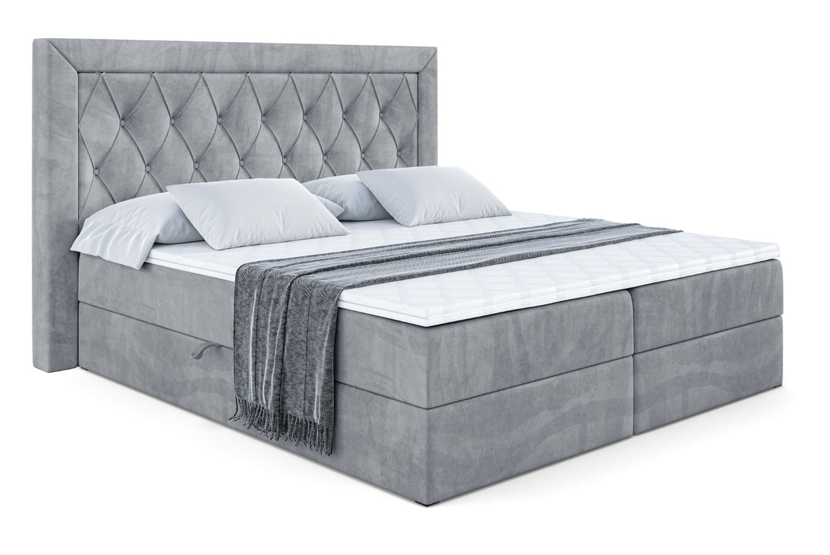 Łóżko boxspring NOEL welur, Szary - Casablanca 2314 / 120x200 cm / H4