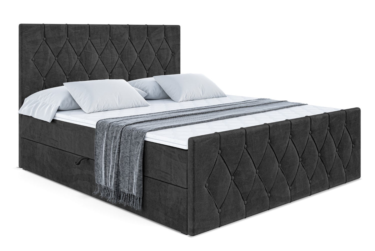 Łóżko boxspring VELANTO welur, Czarny - Casablanca 2316 / 120x200 cm / H4