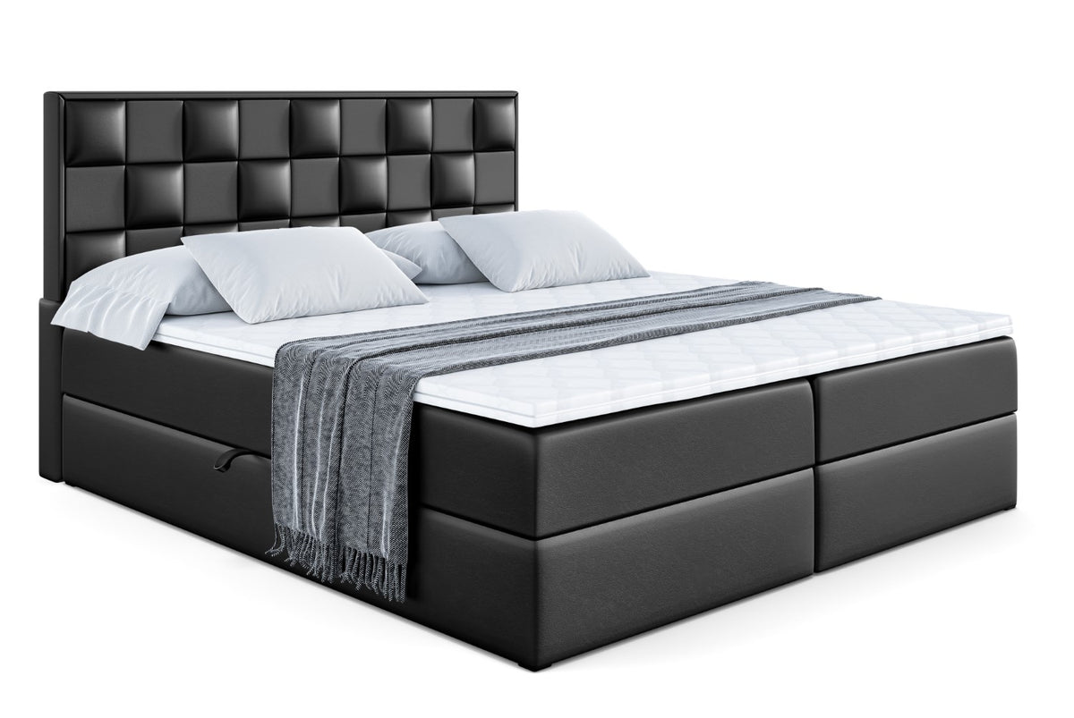 Łóżko boxspring ZAFIRA-BZ ekoskóra, Czarny - Soft 11 / 120x200 cm / H4