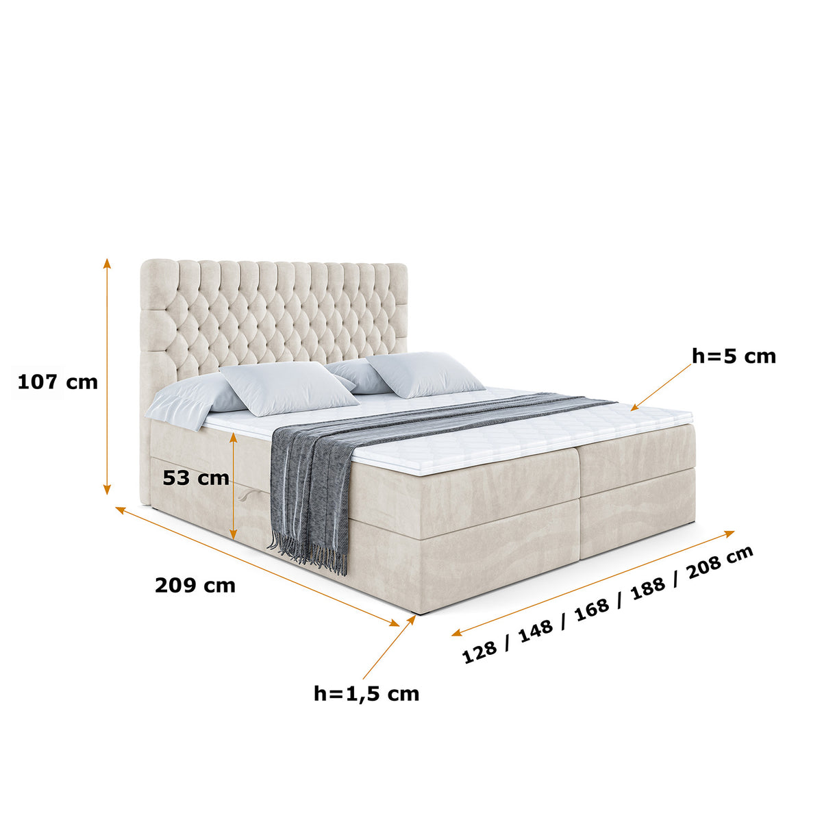 Łóżko boxspring SERENE welur