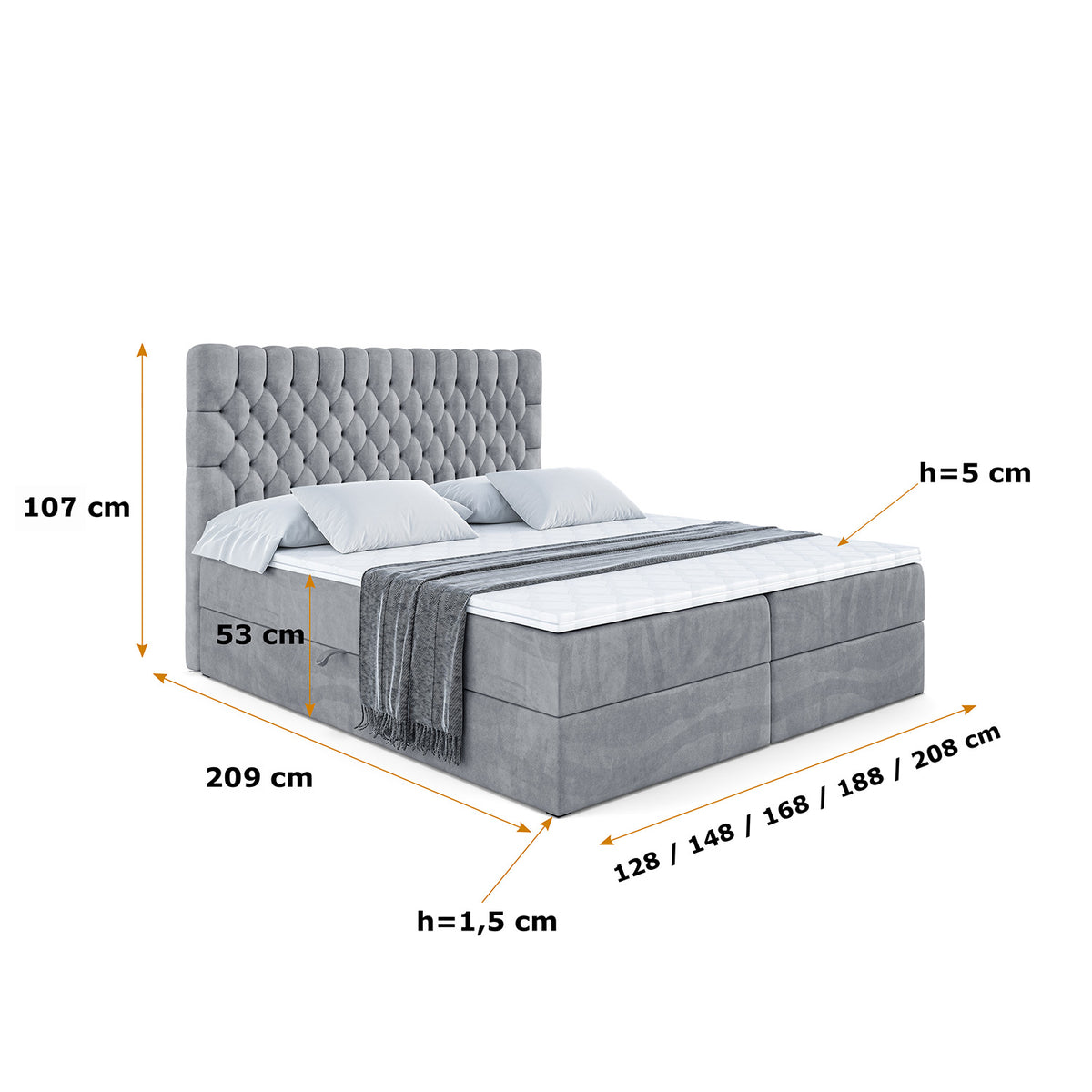 Łóżko boxspring SERENE welur
