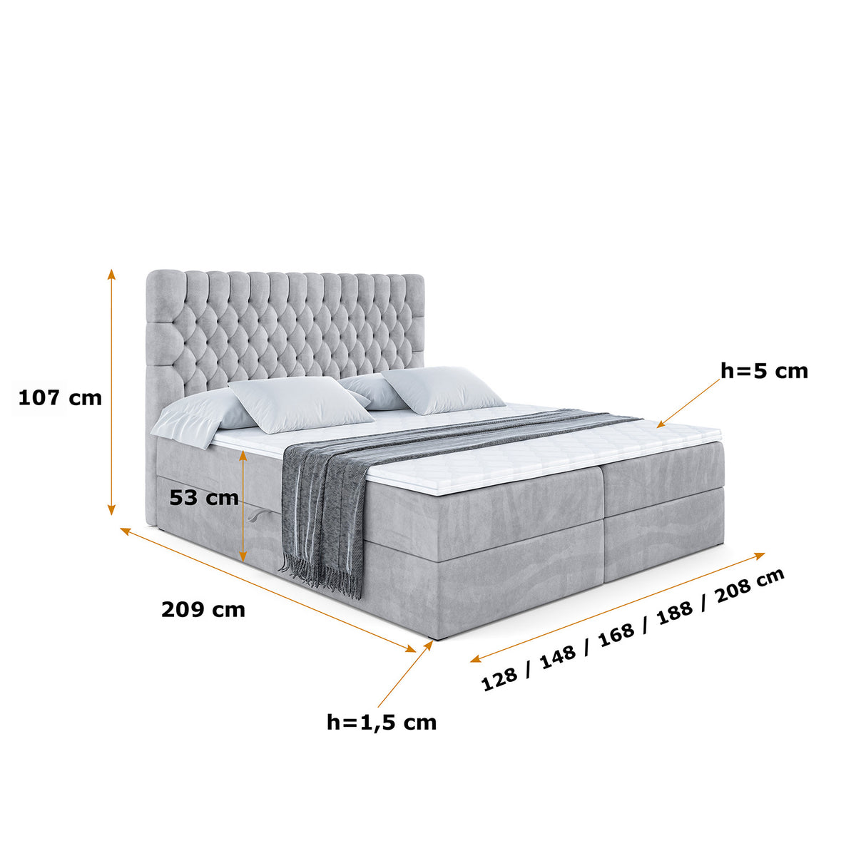 Łóżko boxspring SERENE welur