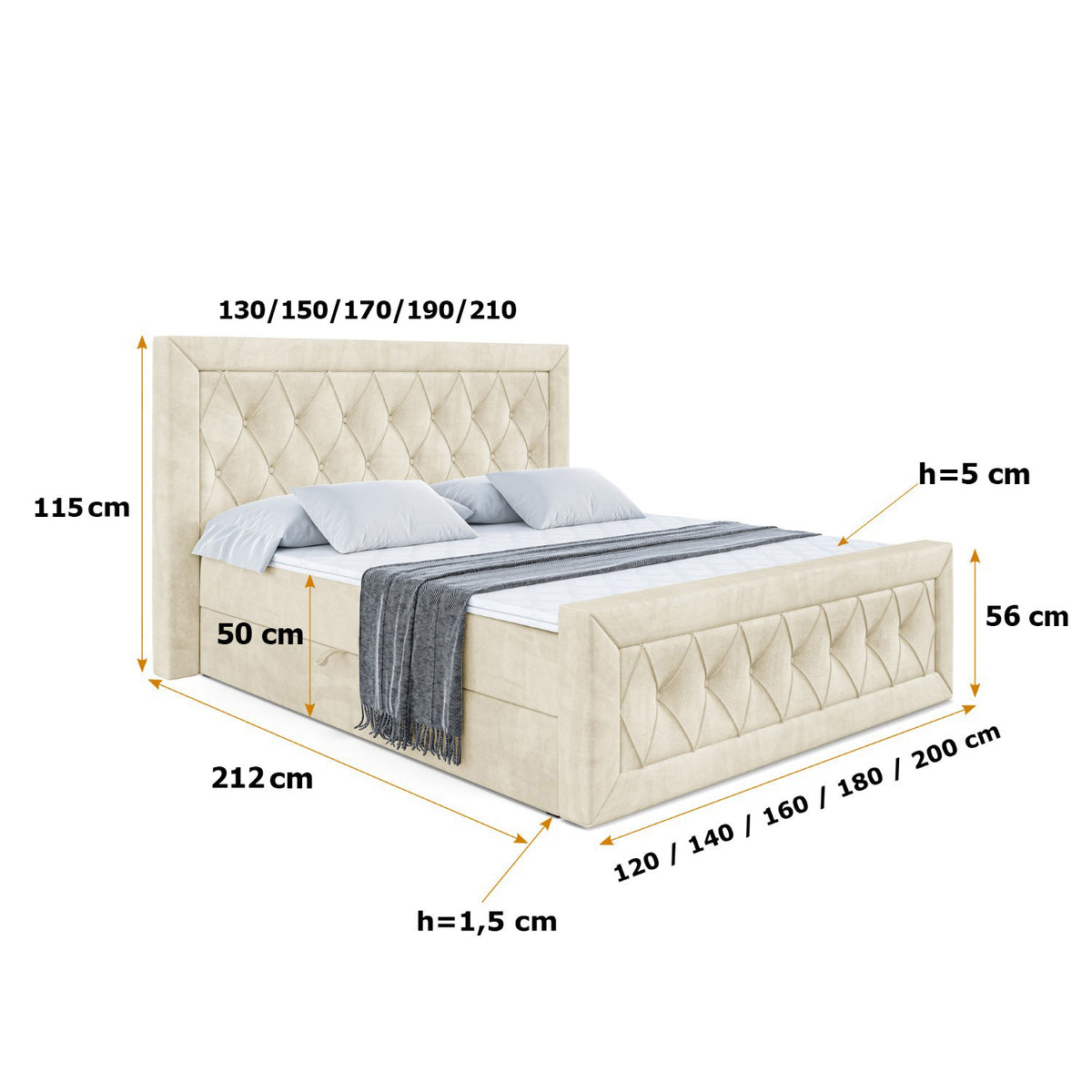 Łóżko boxspring NOEL-Z welur
