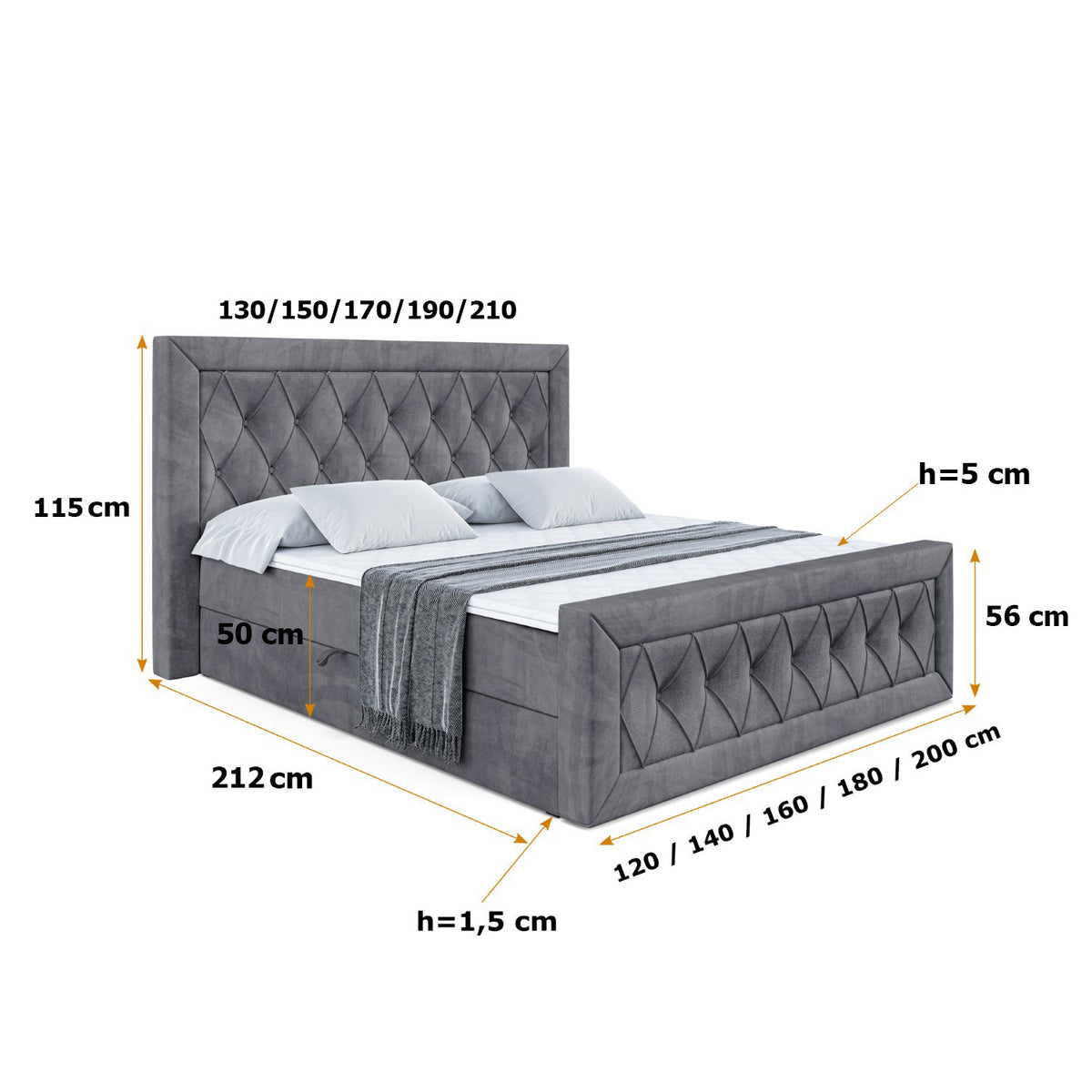 Łóżko boxspring NOEL-Z welur