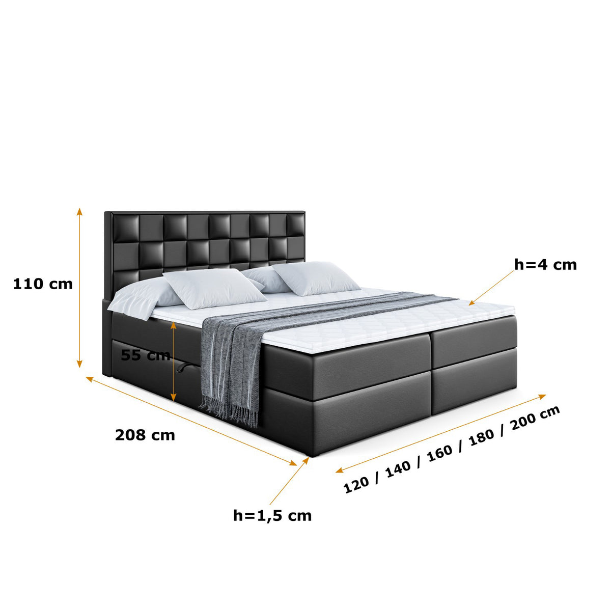 Łóżko boxspring ZAFIRA-BZ ekoskóra