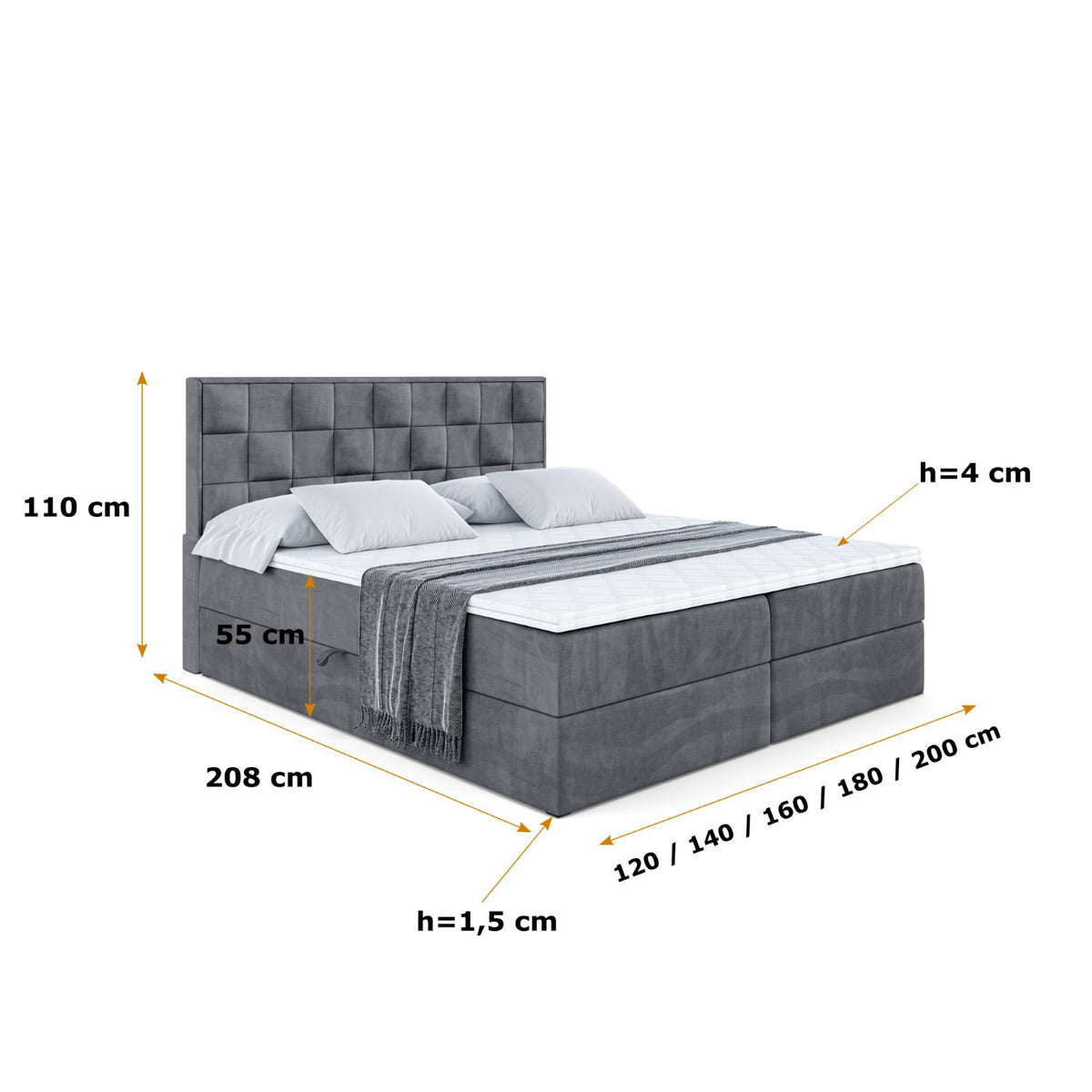 Łóżko boxspring ZAFIRA-BZ welur