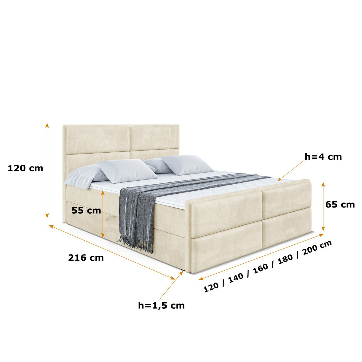 Łóżko boxspring AURA-Z welur